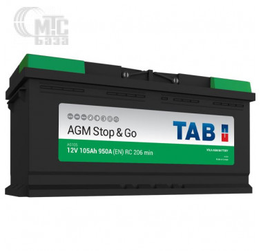 Аккумулятор TAB AGM Stop & Go  [213105] 6СТ-105 Ач R EN950 А 394x175x190мм